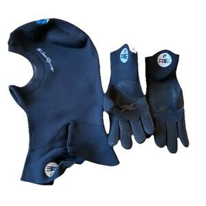 NeoSport Wetsuits Cold Water Hood 3MM Vented Bib (M) Gloves (L) Wore Once EUC